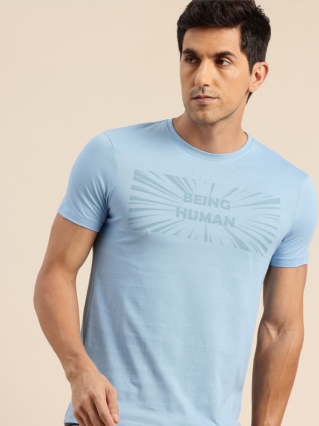 

Being Human Typography Printed Pure Cotton T-shirt, Blue