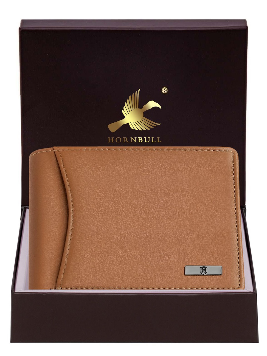 

Hornbull Vegas Cognac Brown RFID Protected Genuine Leather Two Fold Wallet, Camel brown