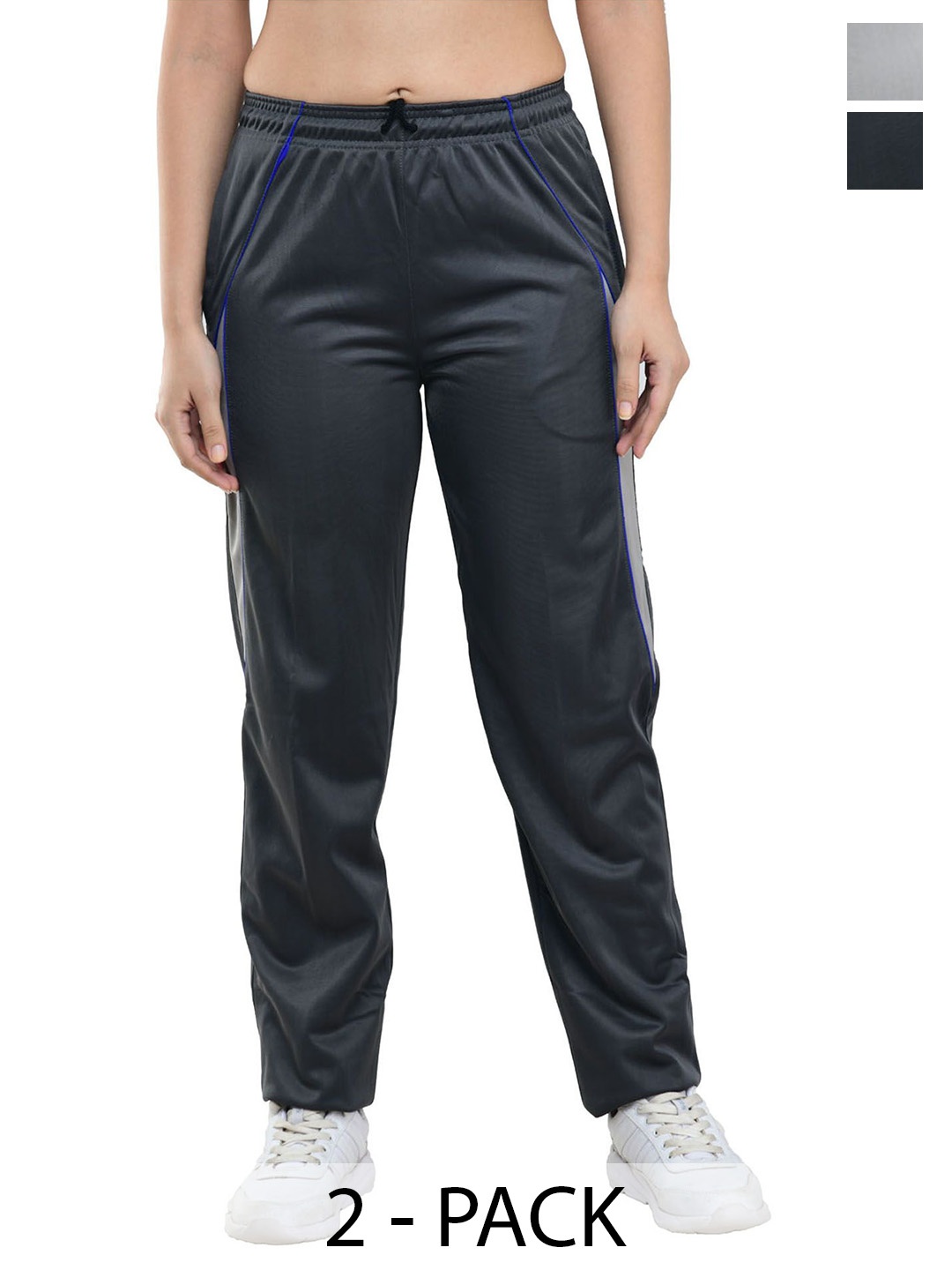 

IndiWeaves Women Pack Of 2 Regular Fit Track Pants, Grey