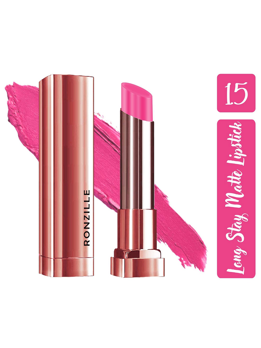 

Ronzille Non Drying & Lightweight Long Stay Matte Lipstick - Deep Cerise 15, Pink