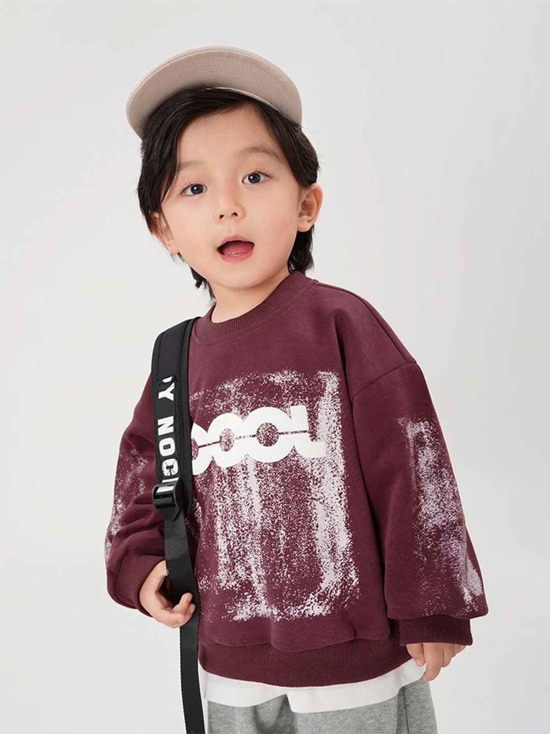 

LULU & SKY Boys Abstract Printed Pure Cotton Sweatshirt, Maroon