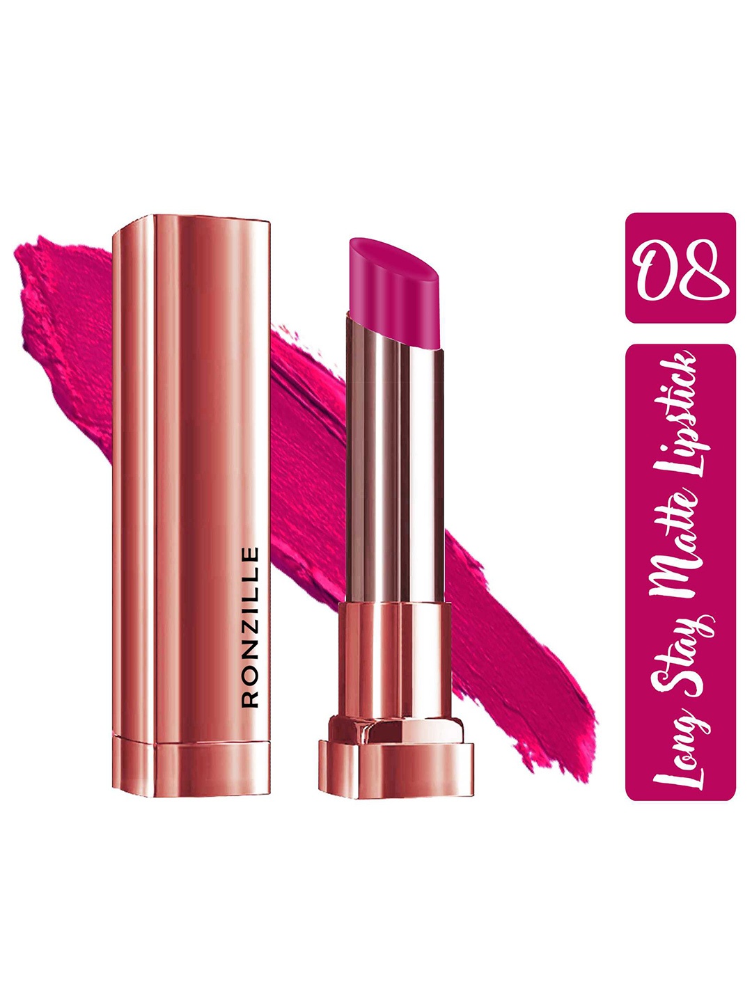 

Ronzille Non Drying & Lightweight Long Stay Matte Lipstick - Berry 08, Pink