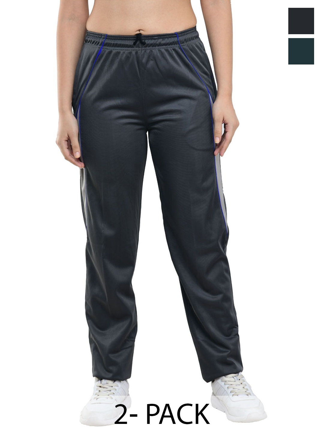

IndiWeaves Women Pack Of 2 Regular Fit Track Pants, Green