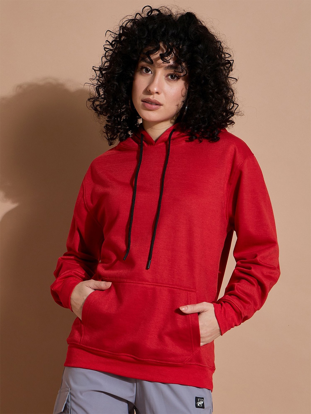

TABADTOD Women Printed Hooded Sweatshirt, Red