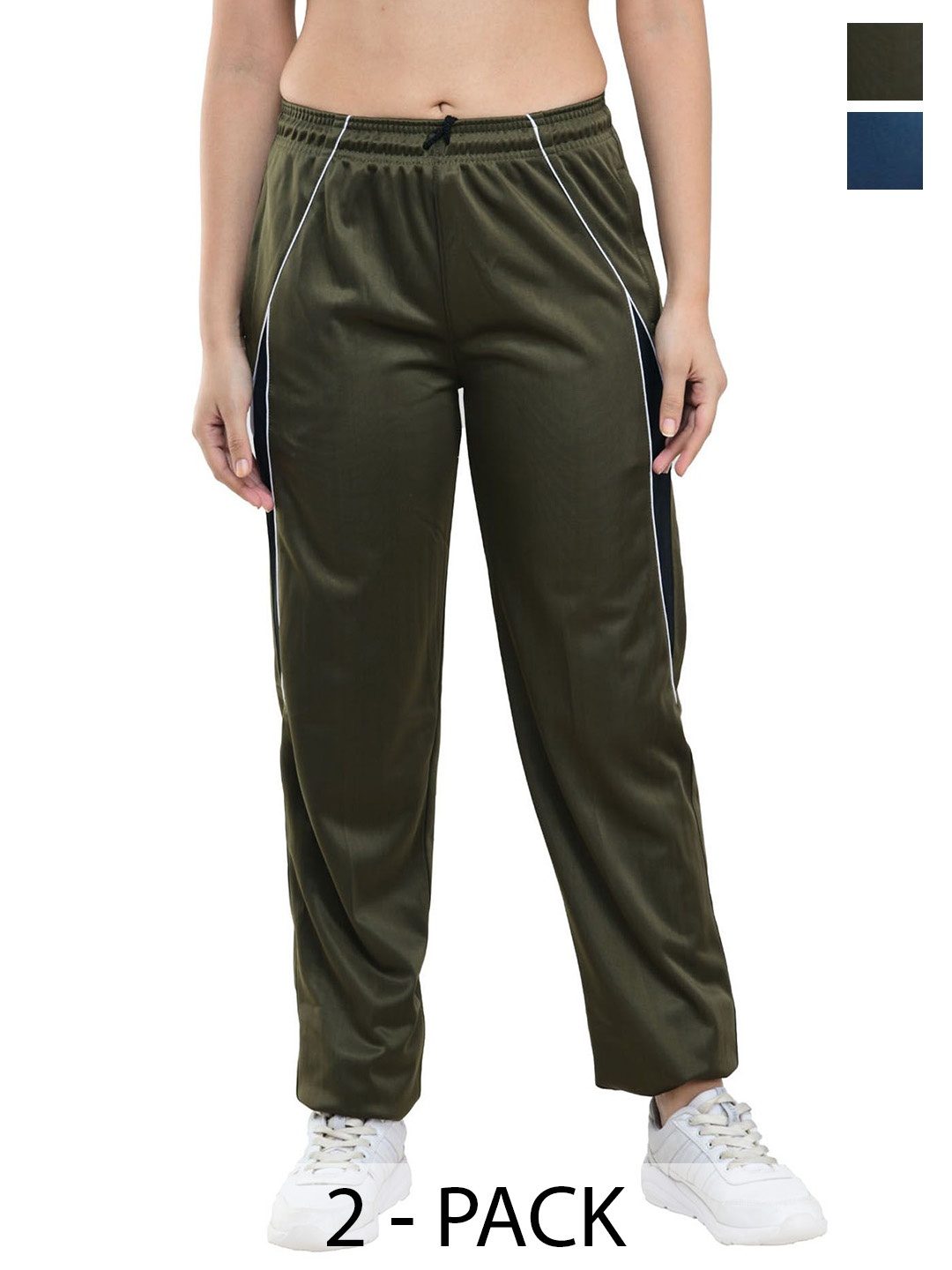 

IndiWeaves Women Pack Of 2 Mid Rise Track Pants, Blue