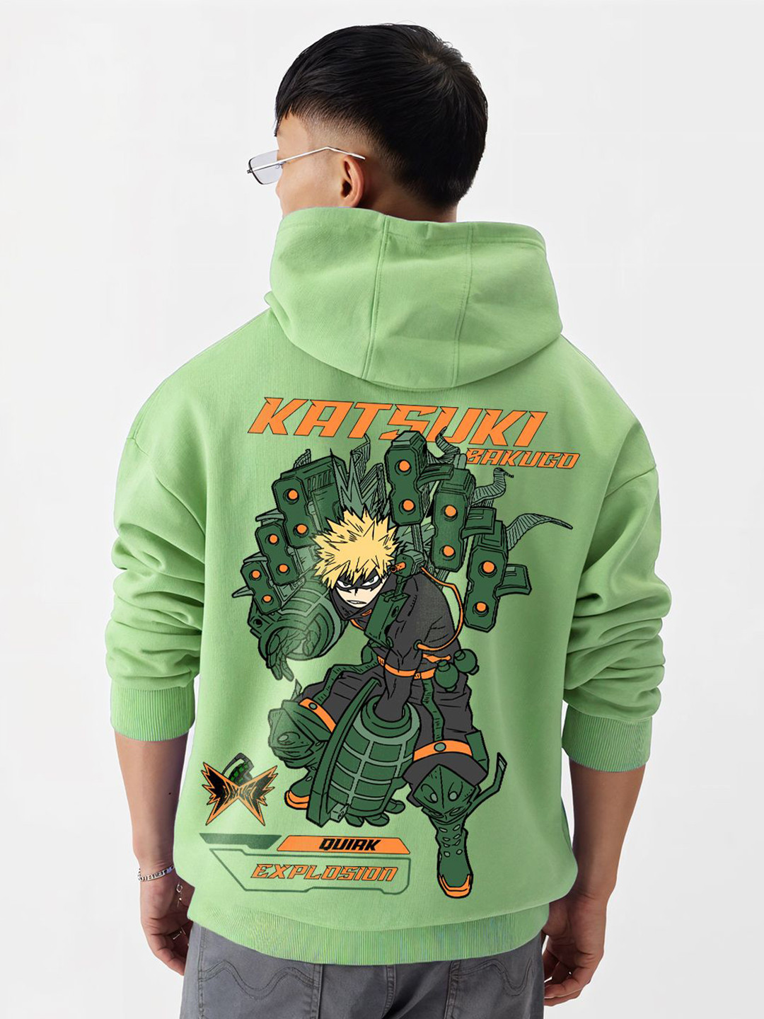 

Crazymonk Men Bakugo Katsuki X Strafe Panzer Oversized Hoodie - Pista Green - L Sweatshirt