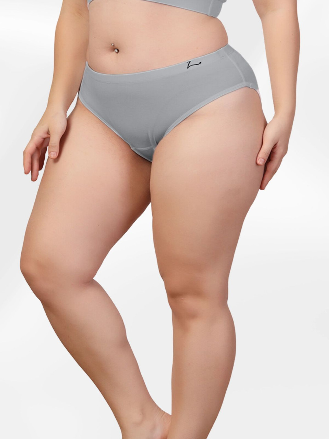 

House Of Zelena Mid-Rise Stretchable Full Hip Coverage Maternity Brief, Grey