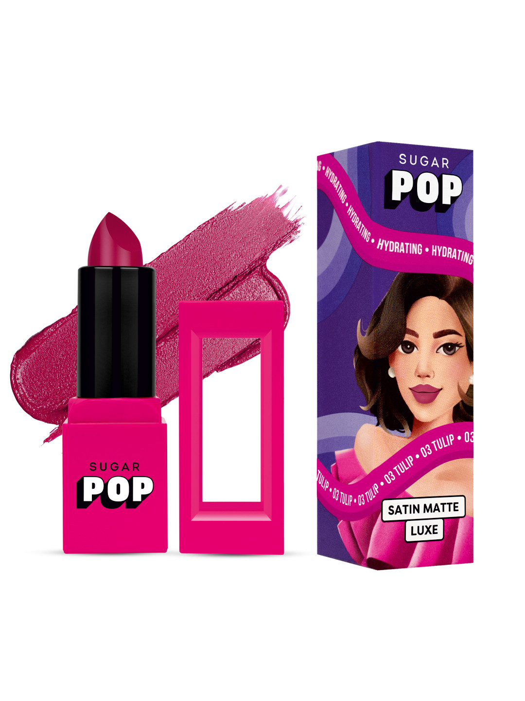 

SUGAR POP Satin Matte Luxe Long Lasting Lipstick 3g - Tulip 03, Pink