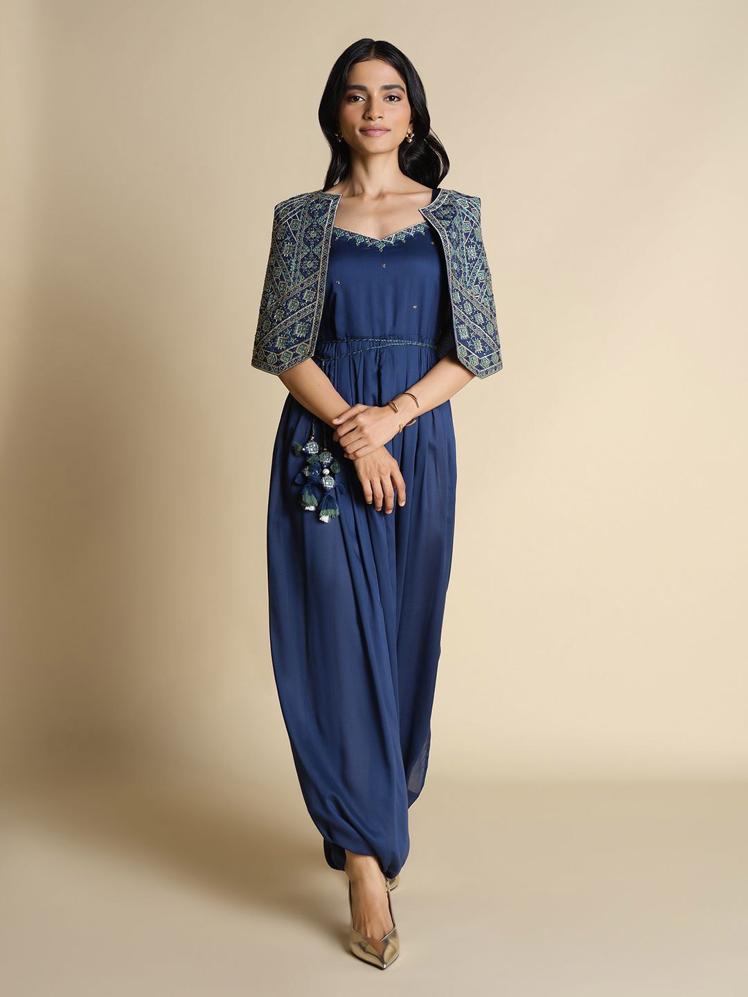 

Global Desi Women Modal Basic Jumpsuit, Blue