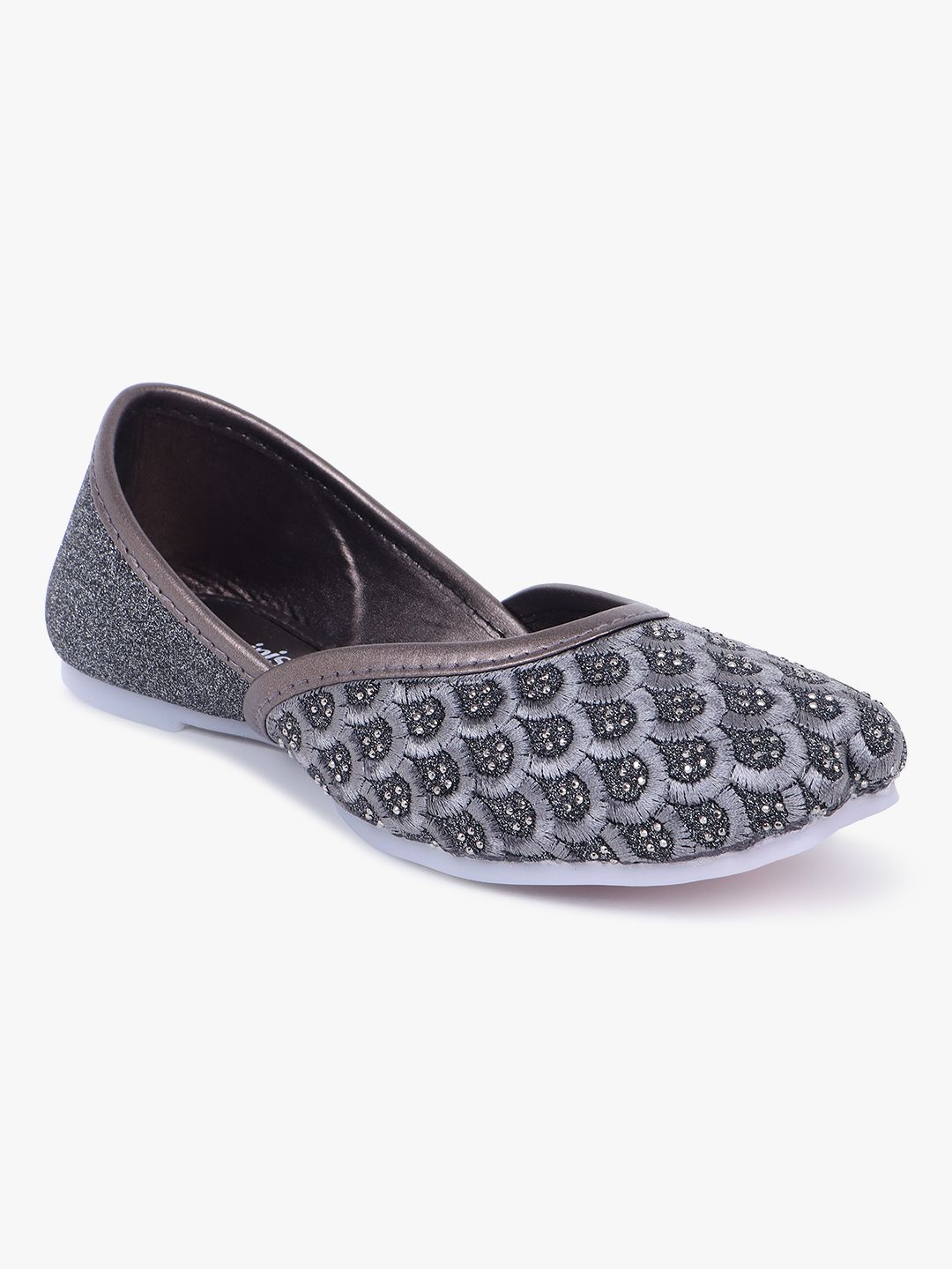 

Superminis Girls Embellished Ethnic Mojaris, Grey