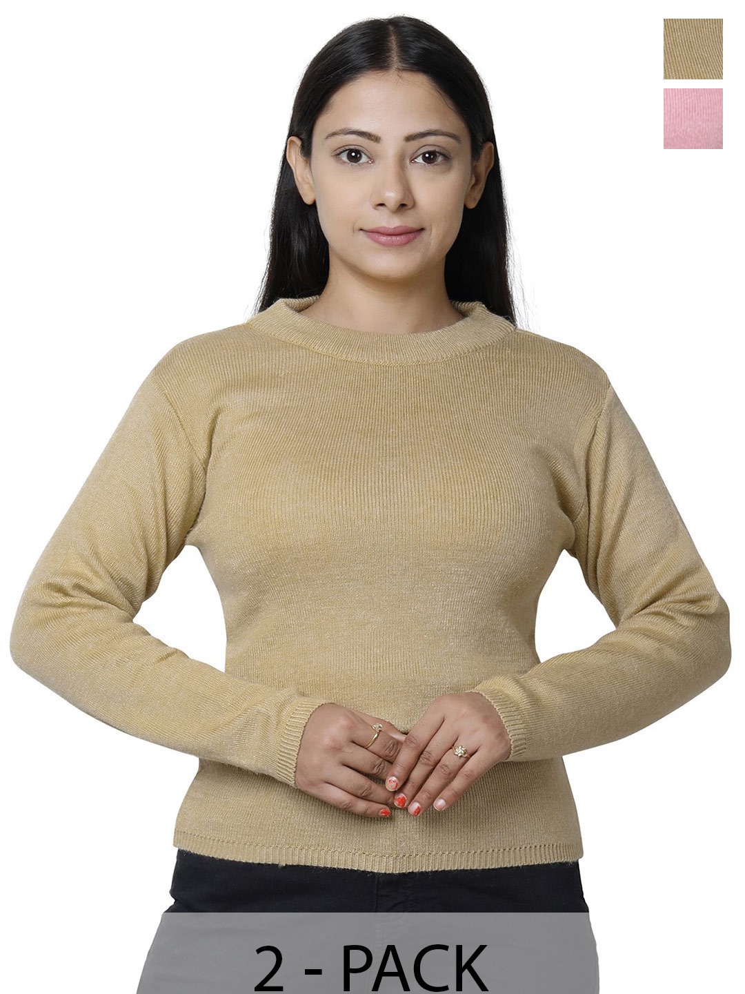 

IndiWeaves Women Pack of 2 Woollen Pullover Sweater, Pink