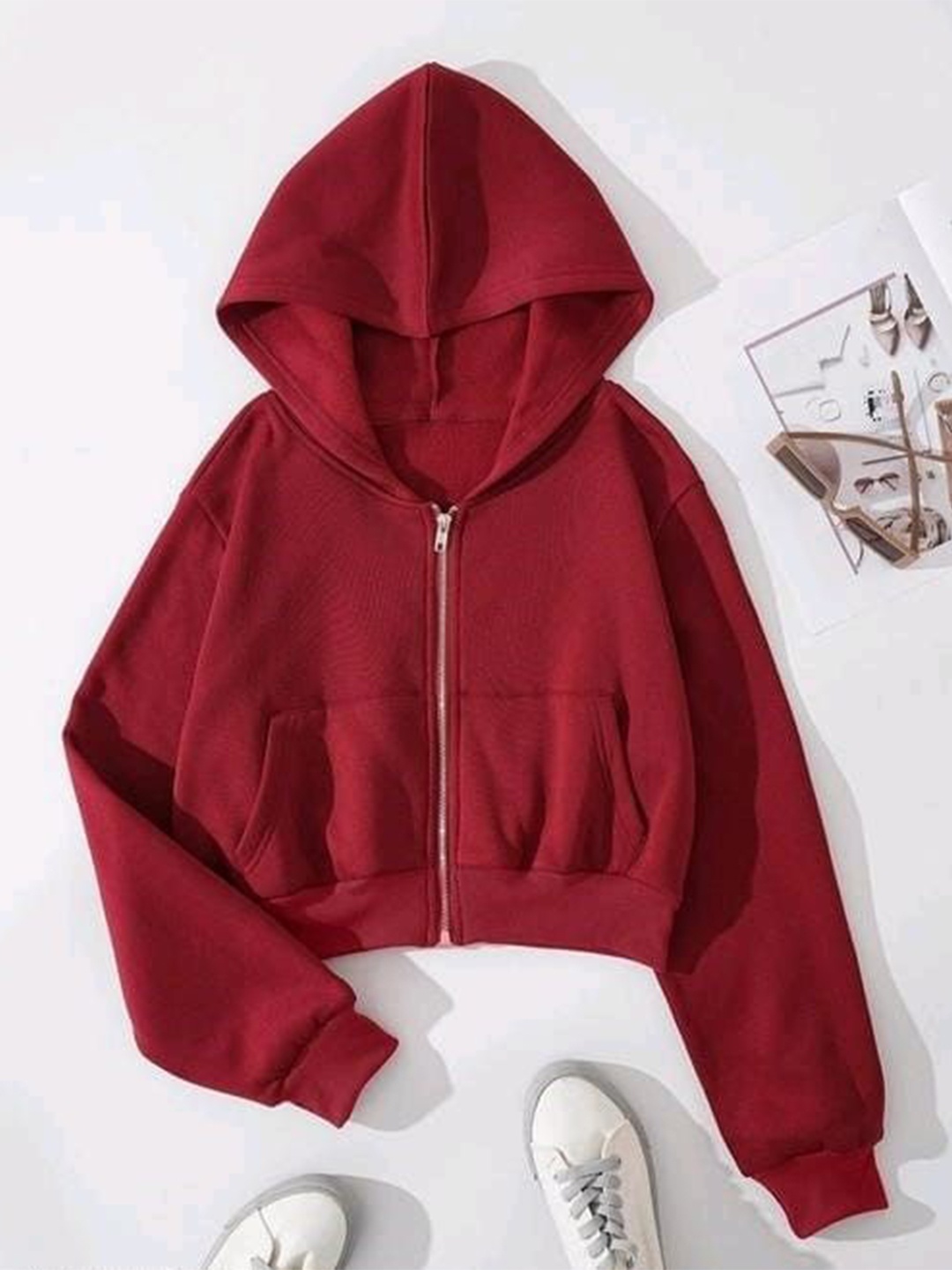 

SHAHVEER CREATION Women Hooded Sweatshirt, Maroon