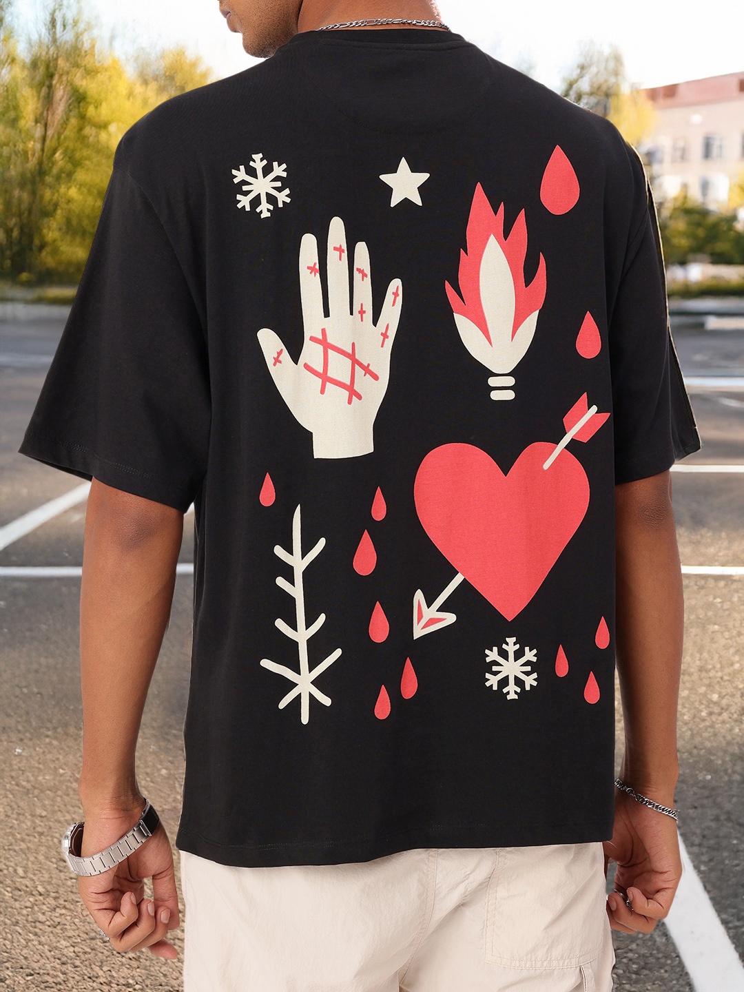 

Kook N Keech Edgy Grunge Graphic Printed Relaxed Fit T-shirt, Black