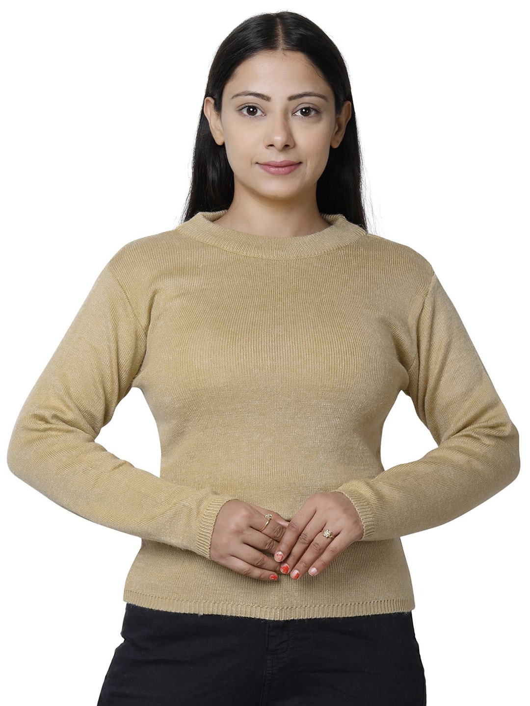 

IndiWeaves Women Woollen Pullover Sweater, Beige