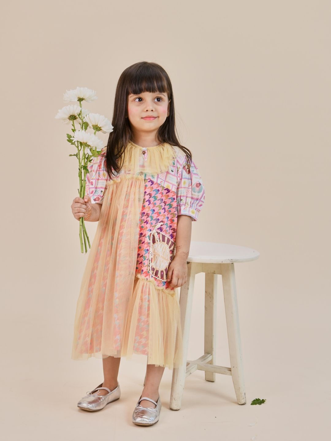 

Little Shiro Girls The Chantelle Dress, Beige