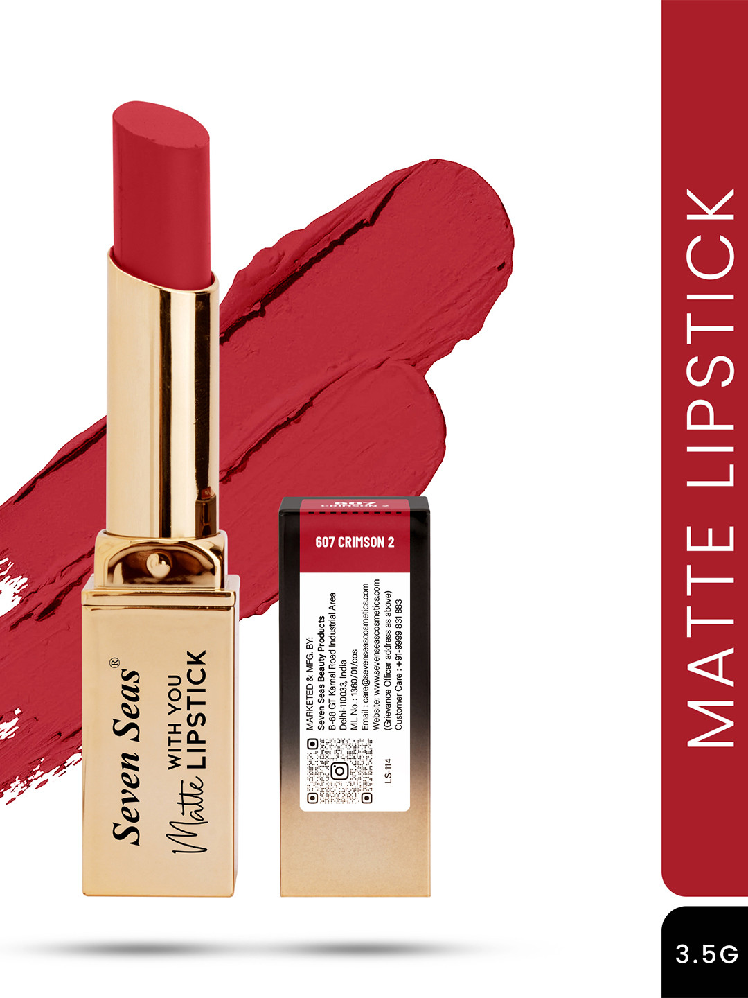 

Seven Seas With You Matte Lipstick 2.5g - Crimson 2 607, Red