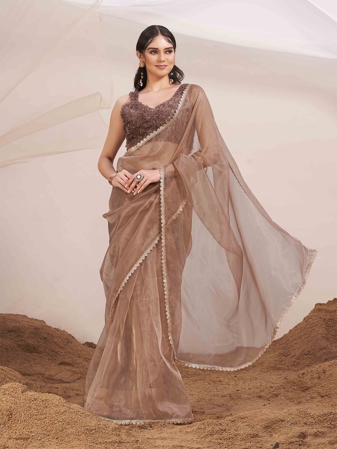 

Tikhi Imli Organza Saree, Brown