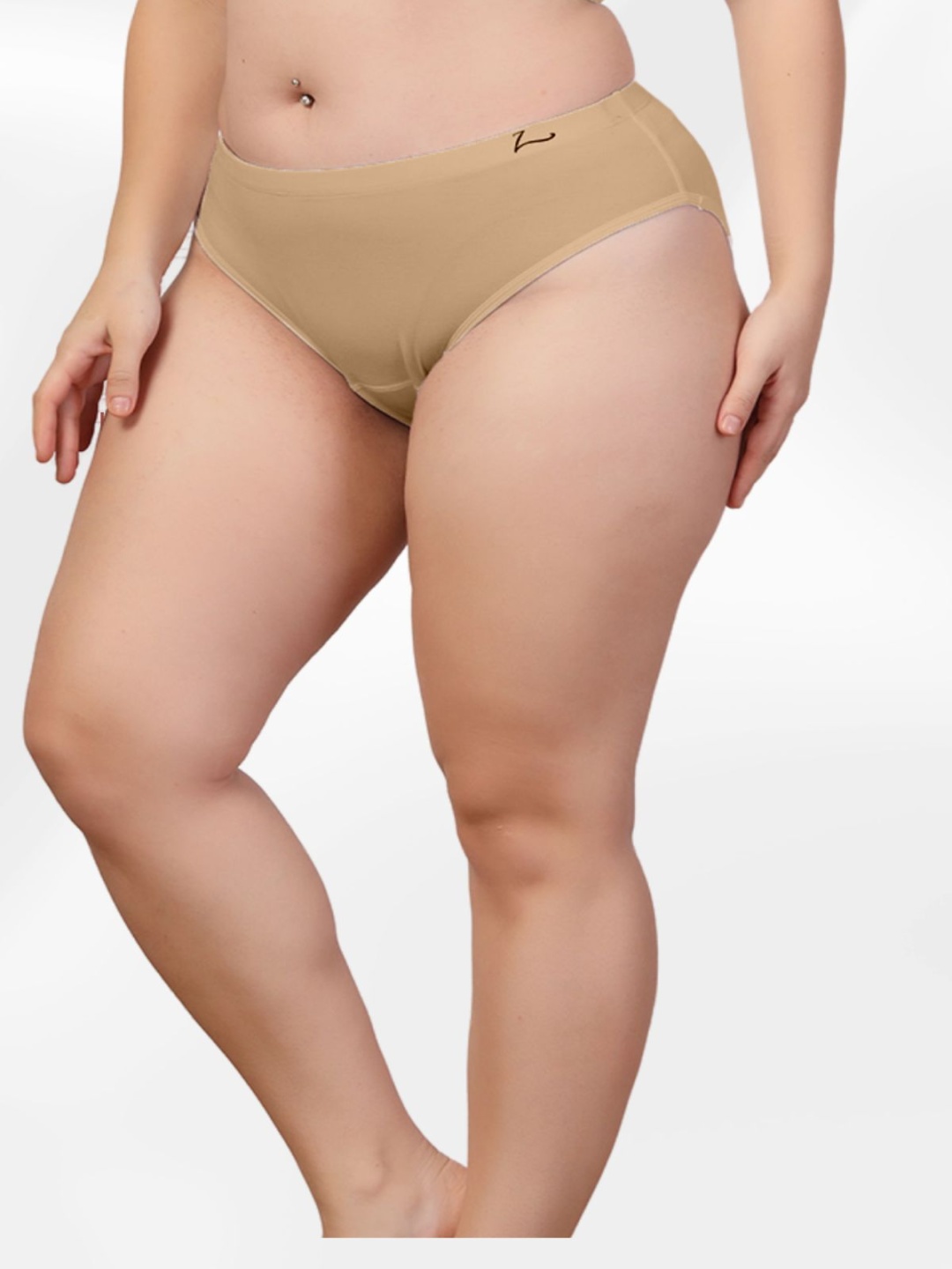 

House Of Zelena Women Mid-Rise Stretchable Full Hip Anti Microbial Brief, Beige