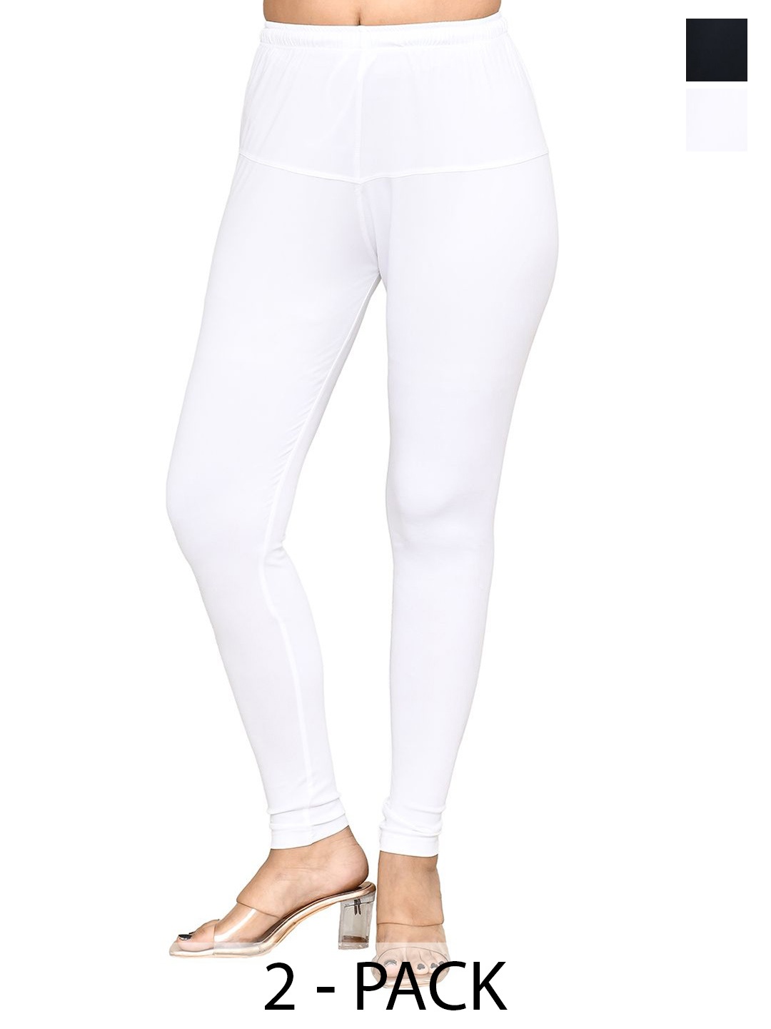 

RAPL Women Pack of 2 Cotton Blend Breathable Churidar Length Leggings, White