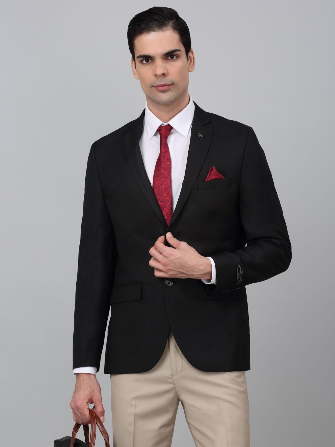 

Cantabil Notched Lapel Single Breasted Blazer, Black