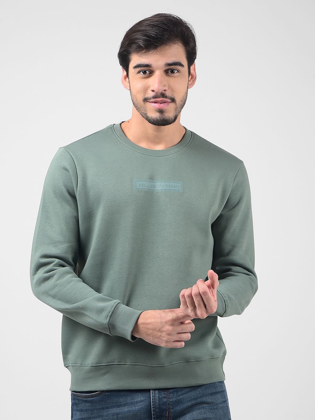 

Numero Uno Men Self Design Sweatshirt, Green