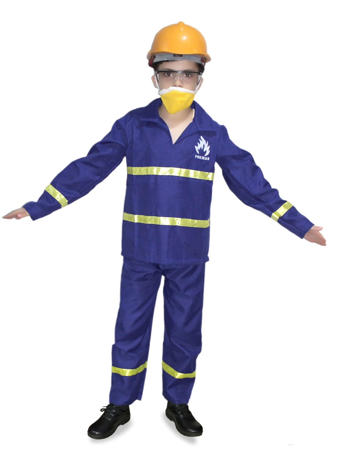 

Kaku Fancy Dresses Kids Our Community Helper Fire Fighter Costume Coat With Trouser & Cap, Blue