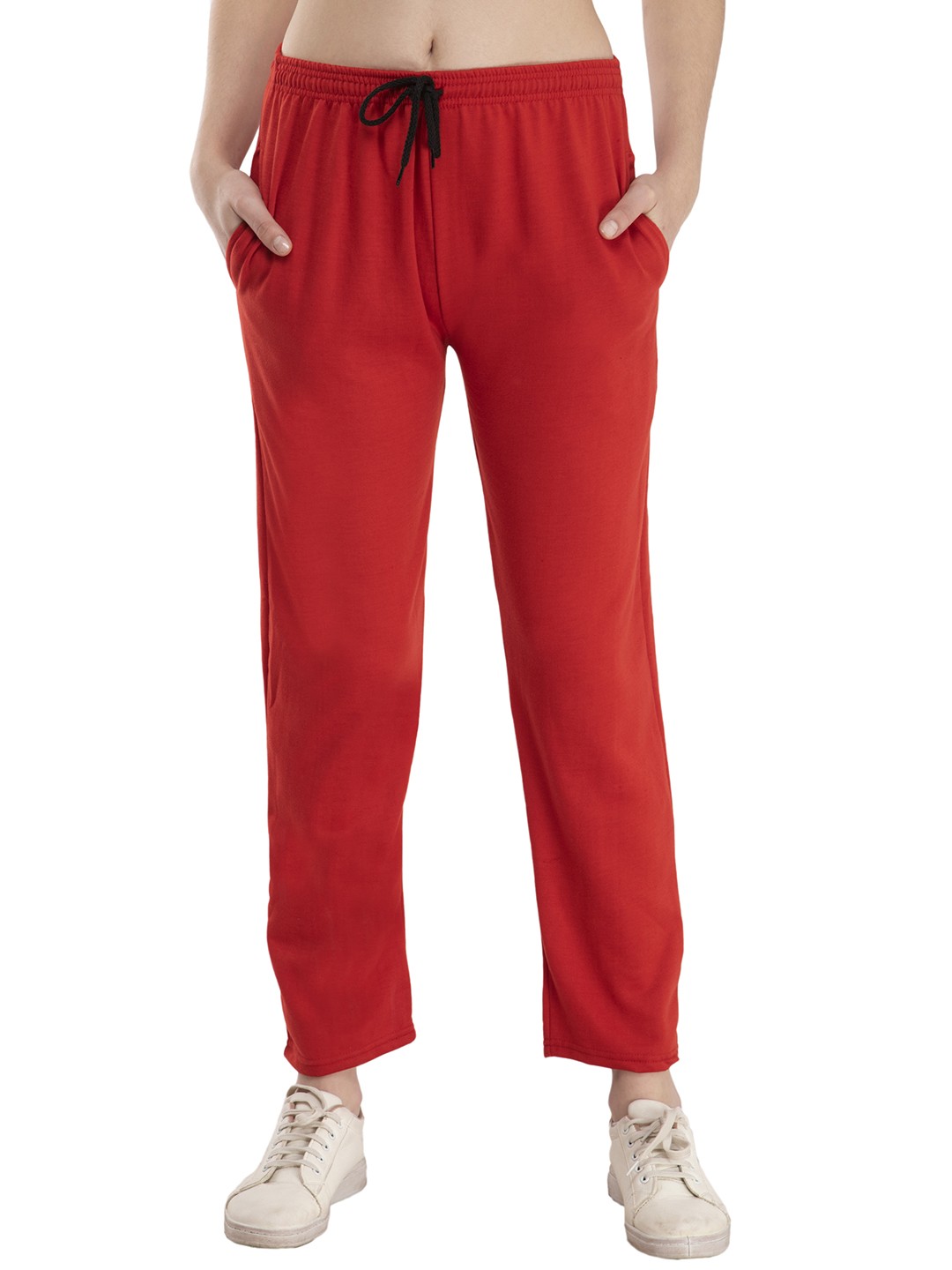 

IndiWeaves Women Regular Fit Mid Rise Track Pant, Red