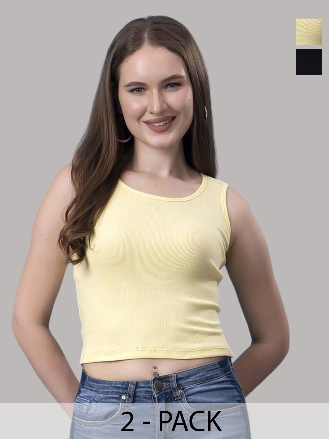 

Friskers Cotton Tank Crop Top, Black