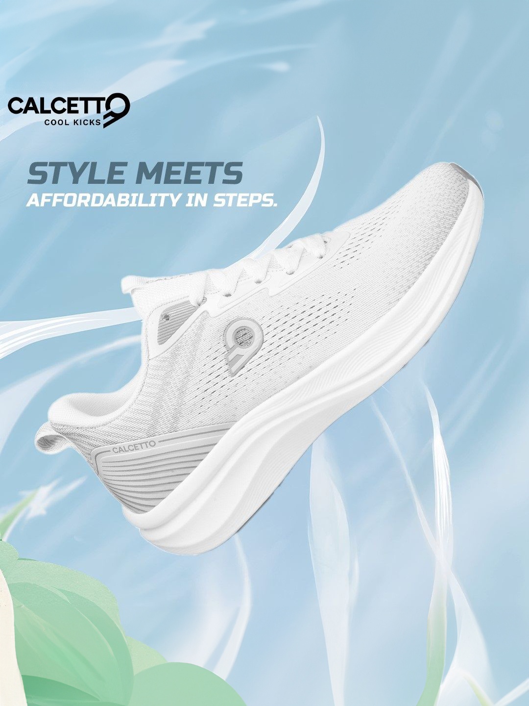 

Calcetto Men Running Non-Marking Lace-Ups Shoes, White