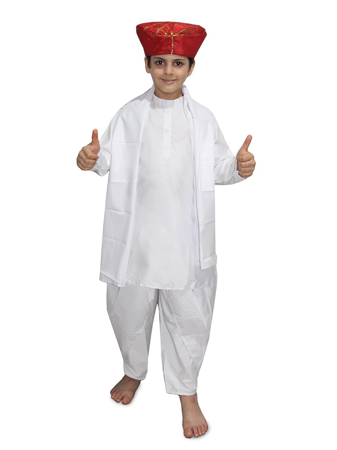 

Kaku Fancy dresses Kids Freedom Fighter Bal Gangadhar Lokmanya Tilak Costume, White