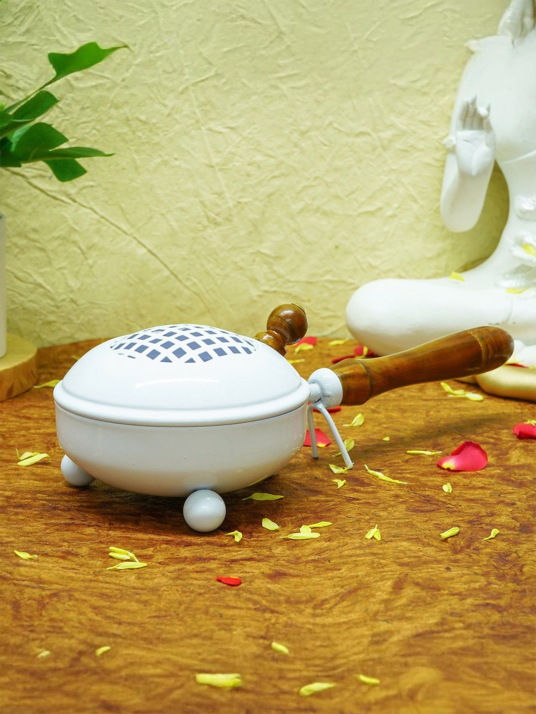 

Ekhasa White & Brown Metal Dhoop Dani Loban Burner Holder