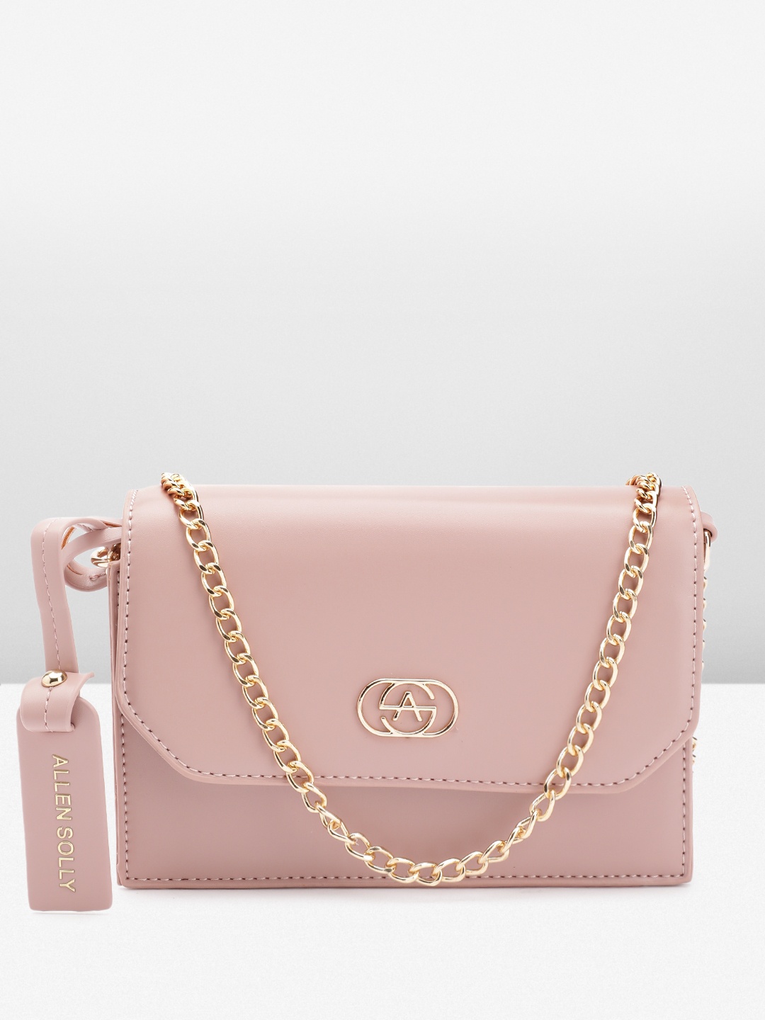 

Allen Solly Brand Logo Detailed Structured Sling Bag, Pink