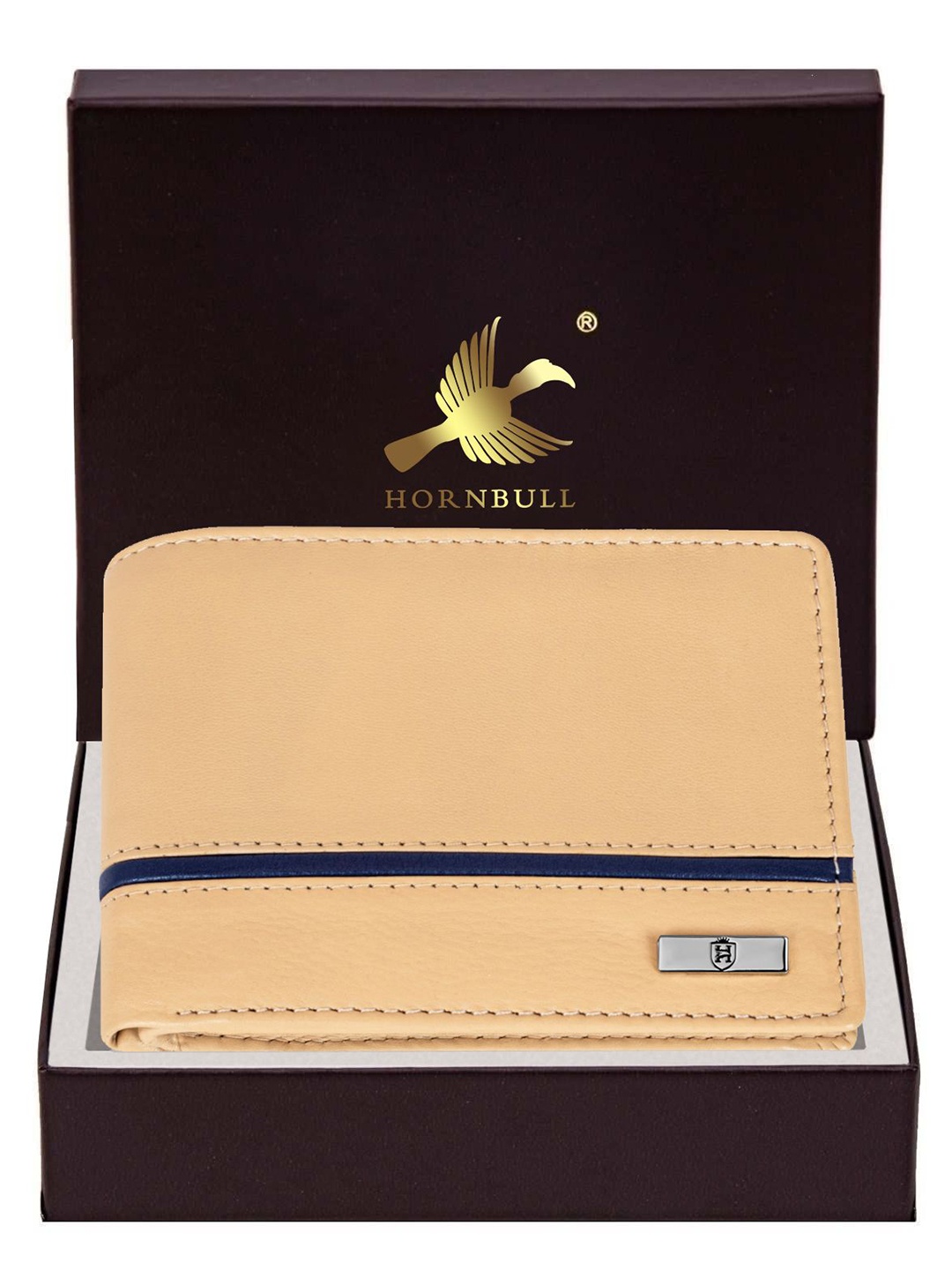 

Hornbull Denial Dune RFID Protected Genuine Leather Two Fold Wallet, Beige