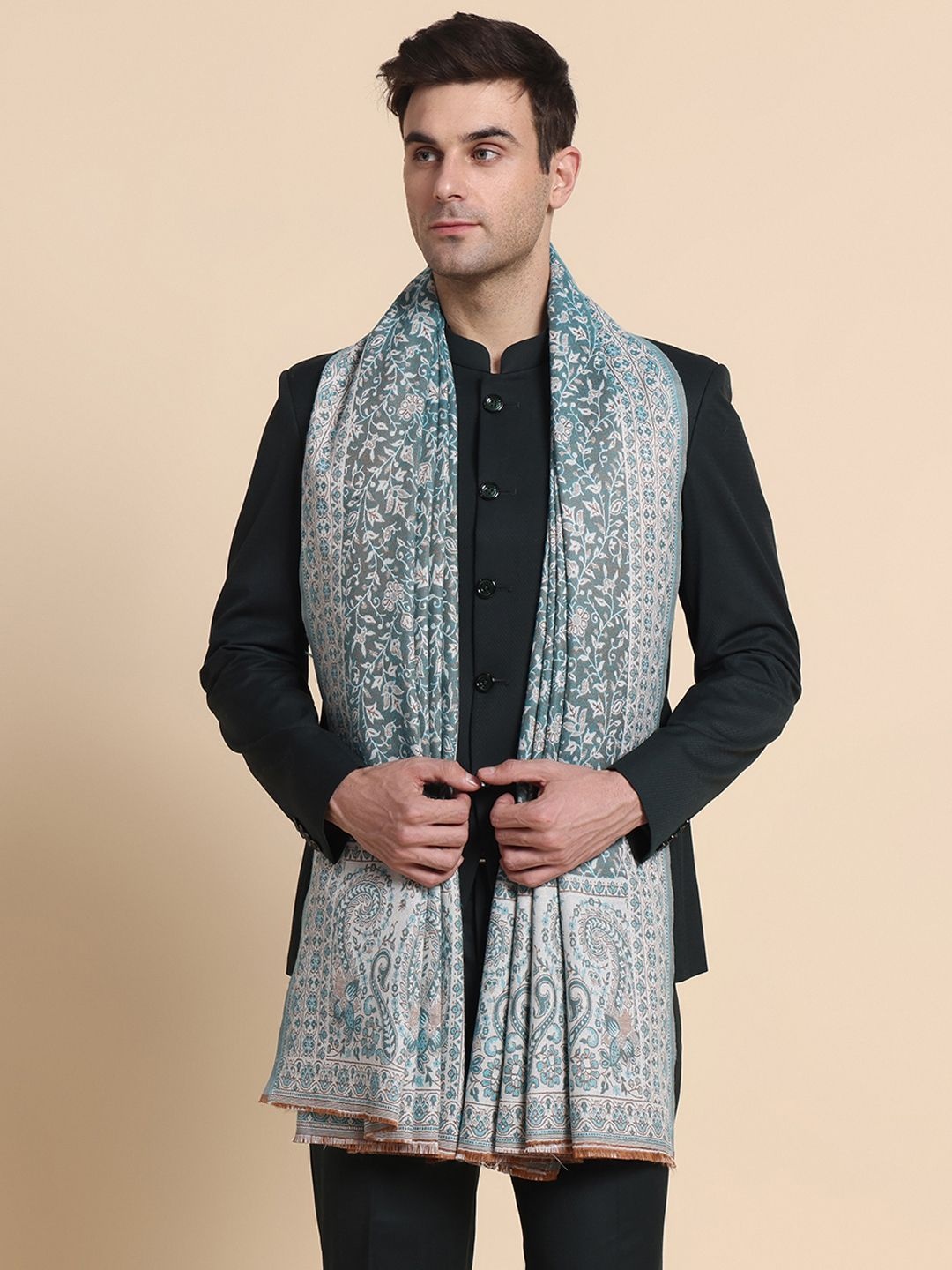 

WEAVERS VILLA Men Paisley Woven Design Shawl, Green