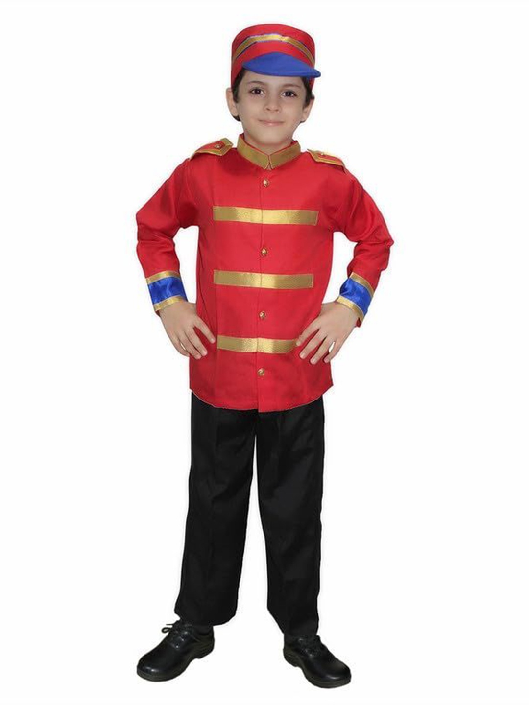 

Kaku Fancy dresses Kids Freedom Fighter Mangal Pandey Costume Coat With Trouser & Cap, Red