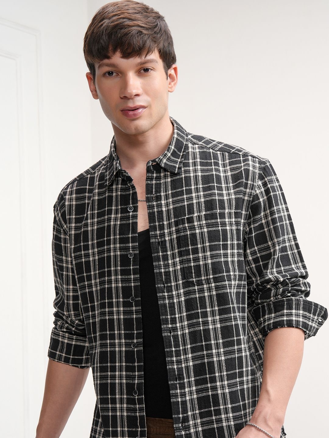 

HIGHLANDER Men Checked Relax Shirt, Black