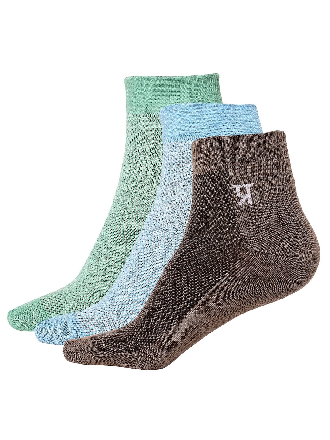 

PRASTHAN Men Pack Of 3 Cotton Patterned Ankle Length Socks, Blue