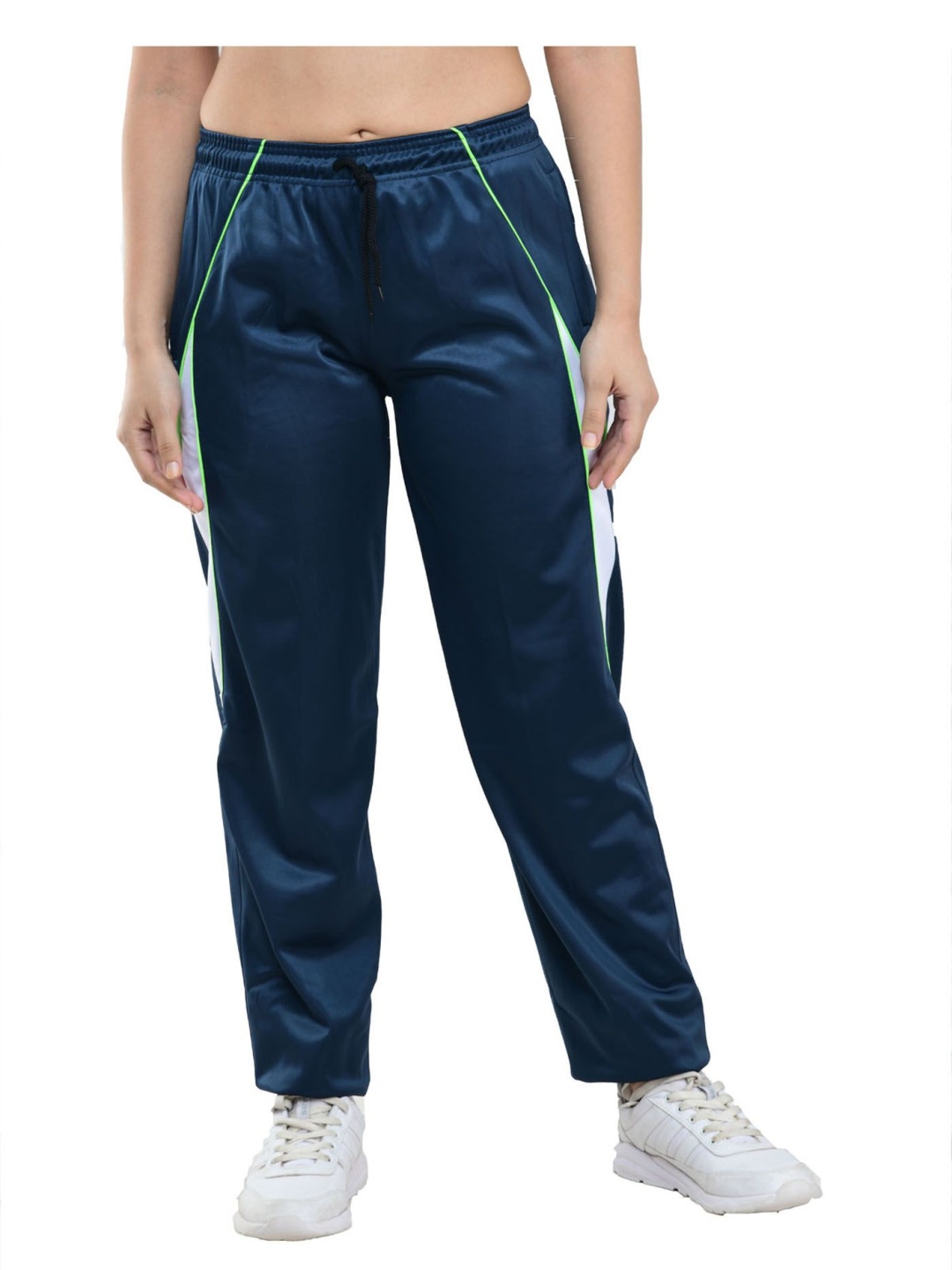

IndiWeaves Women Mid Rise Track Pants, Navy blue