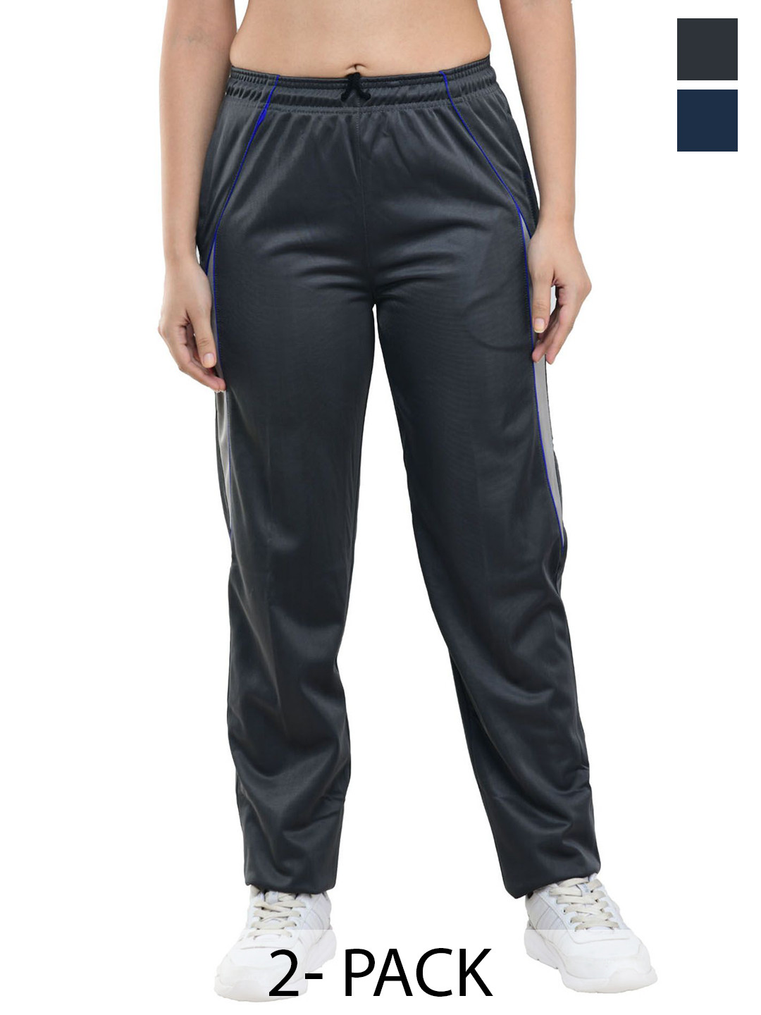 

IndiWeaves Women Pack Of 2 Mid Rise Track Pants, Blue