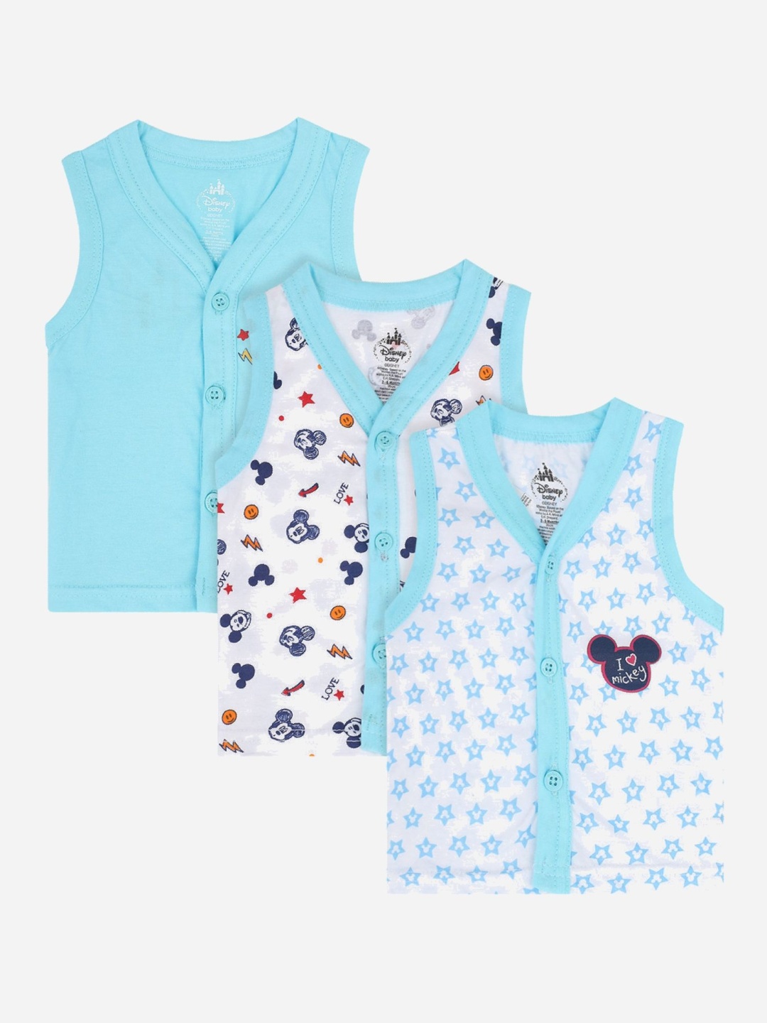 

Bodycare Infants Boys Mickey & Friends Pack Of 3 Pure Cotton Jhablas, Blue