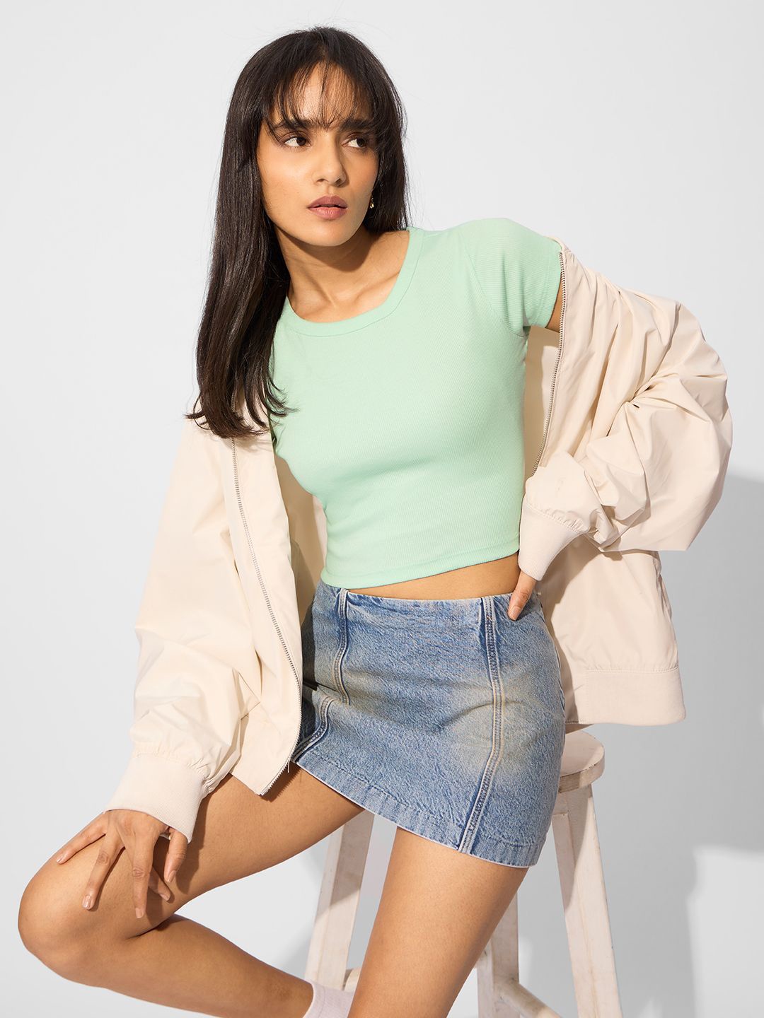 

The Souled Store Solids Women Solid Mint Green Top
