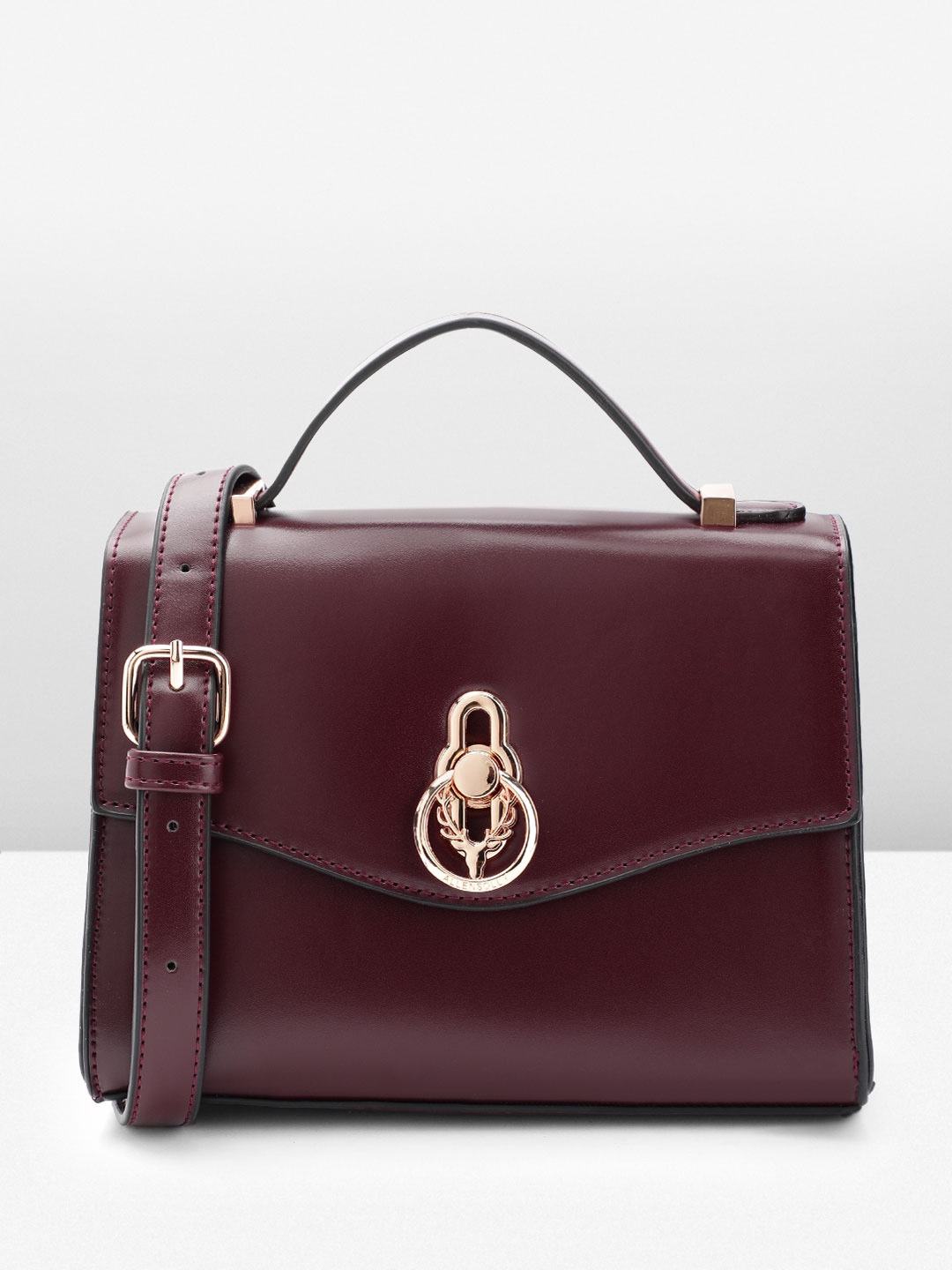 

Allen Solly PU Structured Satchel Bag, Burgundy