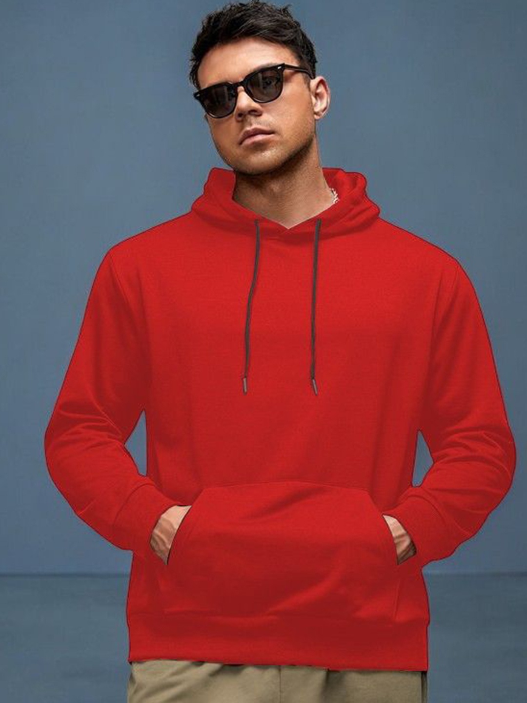

TABADTOD Men Printed Hooded Sweatshirt, Red