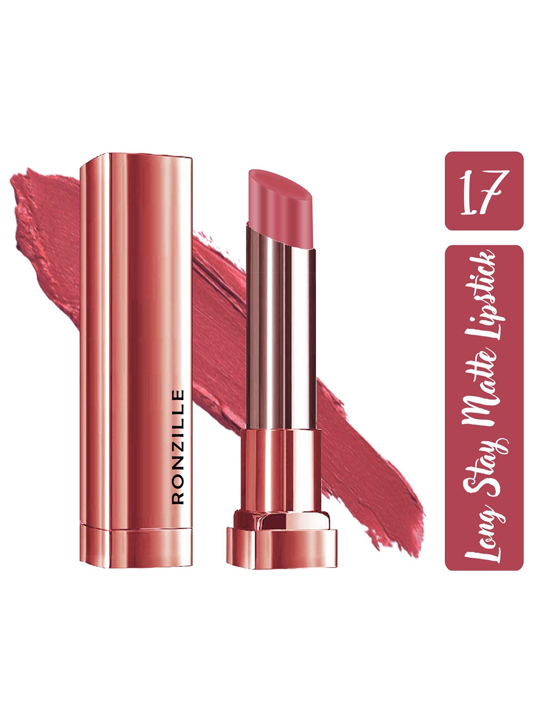 

Ronzille Non Drying & Lightweight Long Stay Matte Lipstick - Coral Tree 17, Pink