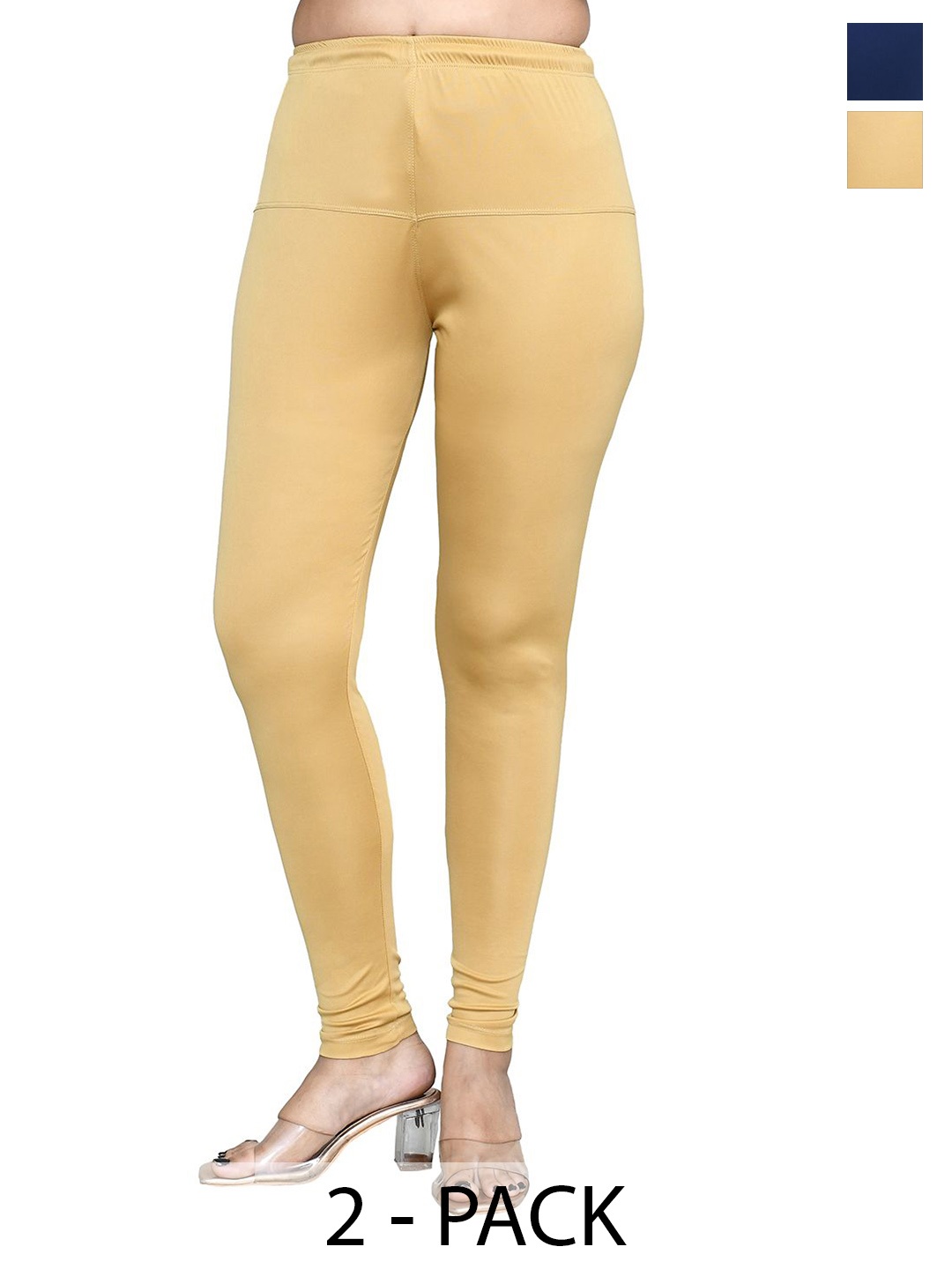 

RAPL Women Pack of 2 Cotton Blend Breathable Churidar Length Leggings, Beige