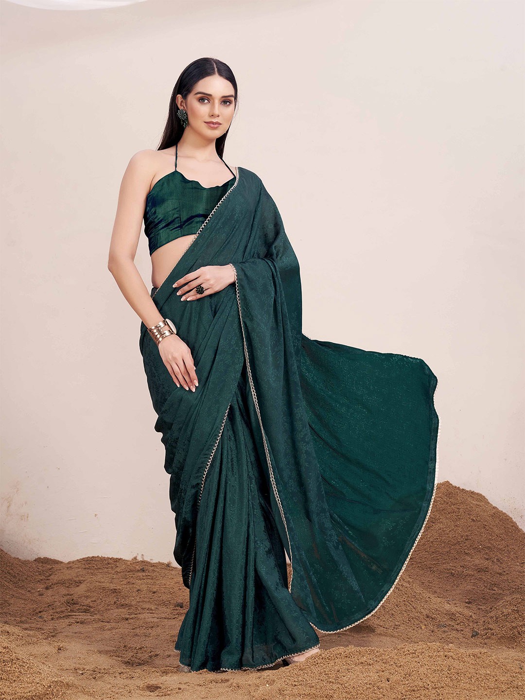 

Tikhi Imli Floral Saree, Green