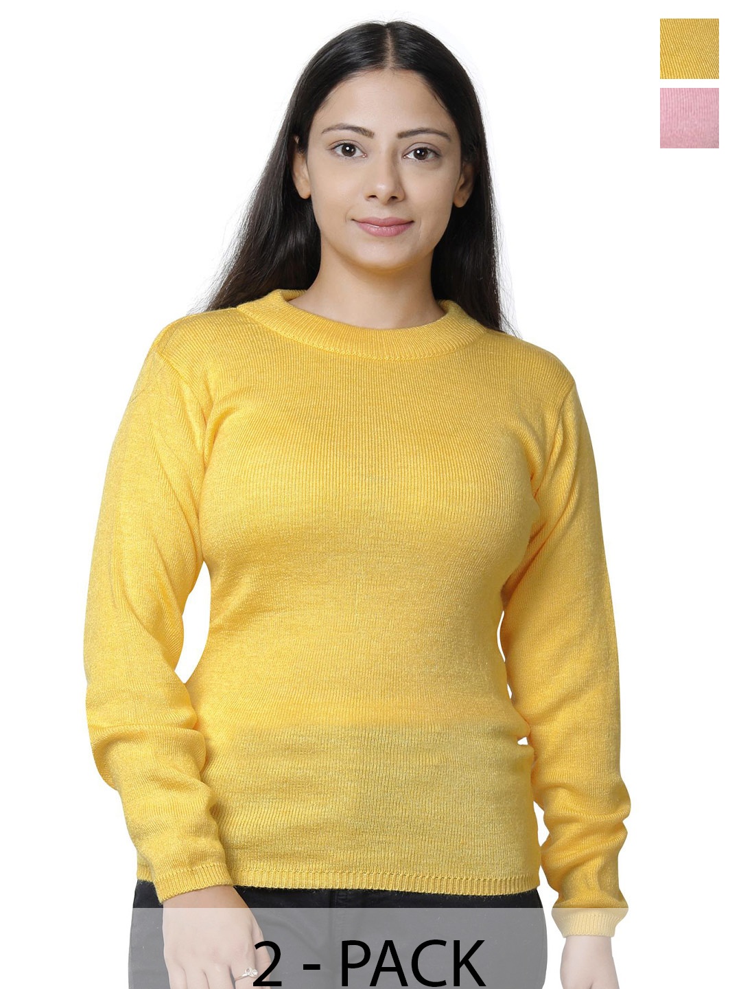 

IndiWeaves Women Pack Of 2 Woollen Pullover, Yellow