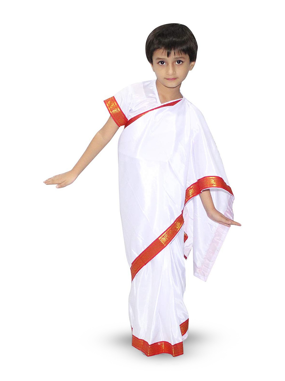 

Kaku Fancy dresses Girls National Hero Freedom Fighter Saree With Blouse, White