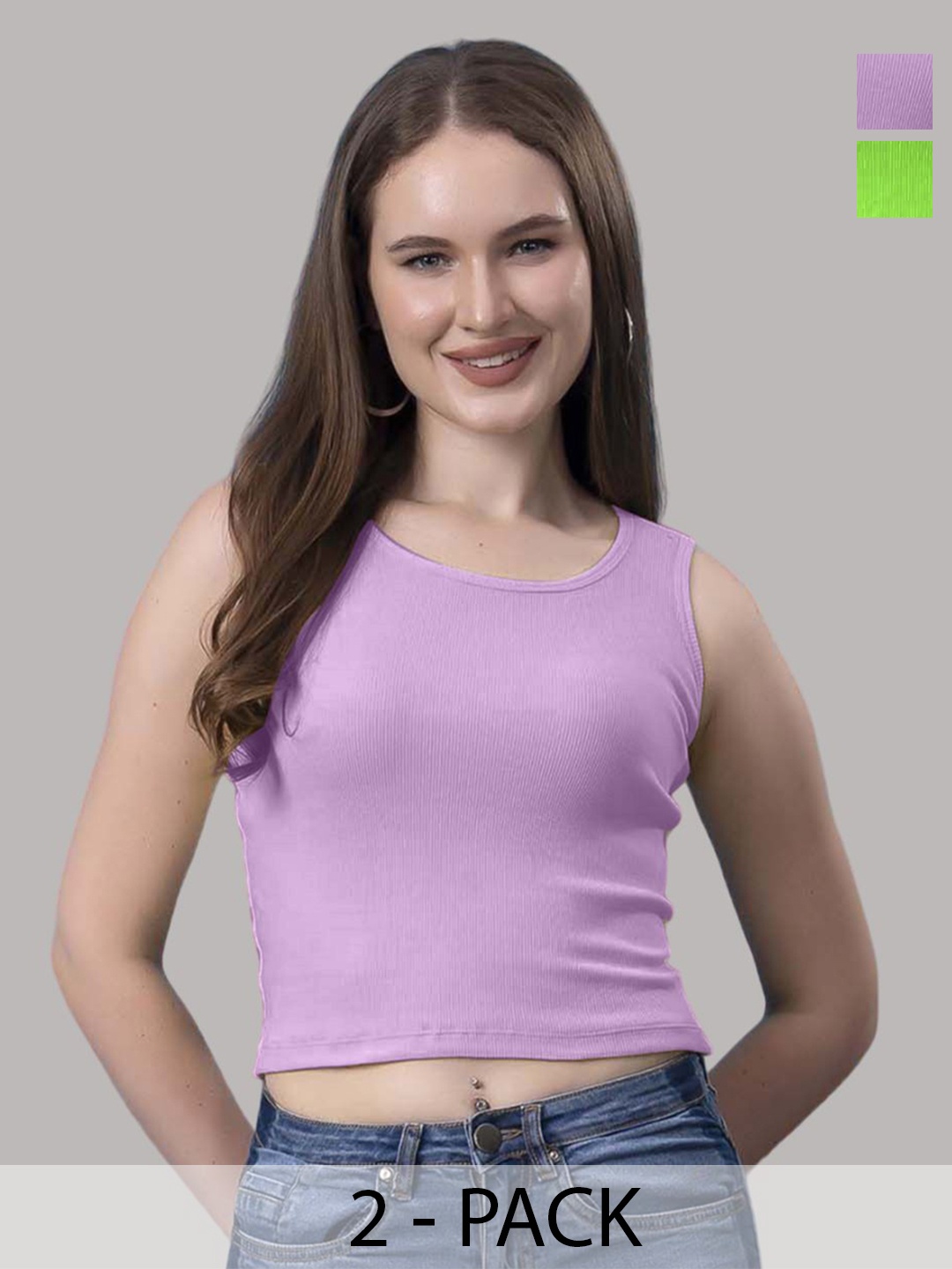 

Friskers Cotton Tank Crop Top, Green