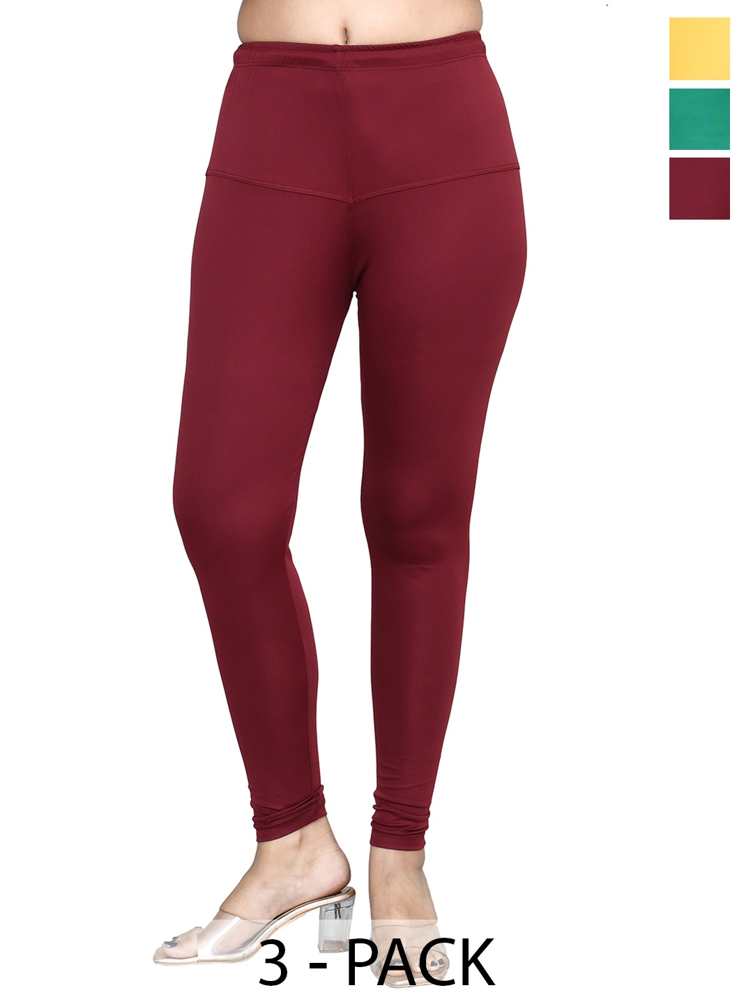 

RAPL Women Pack of 3 Cotton Blend Breathable Churidar Length Leggings, Multi
